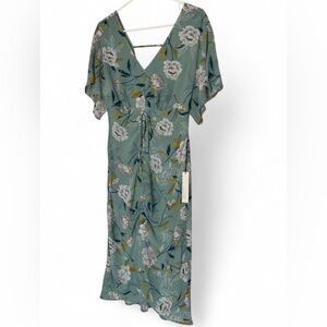 NWT June & Hudson Floral Midi Dress in Green size small